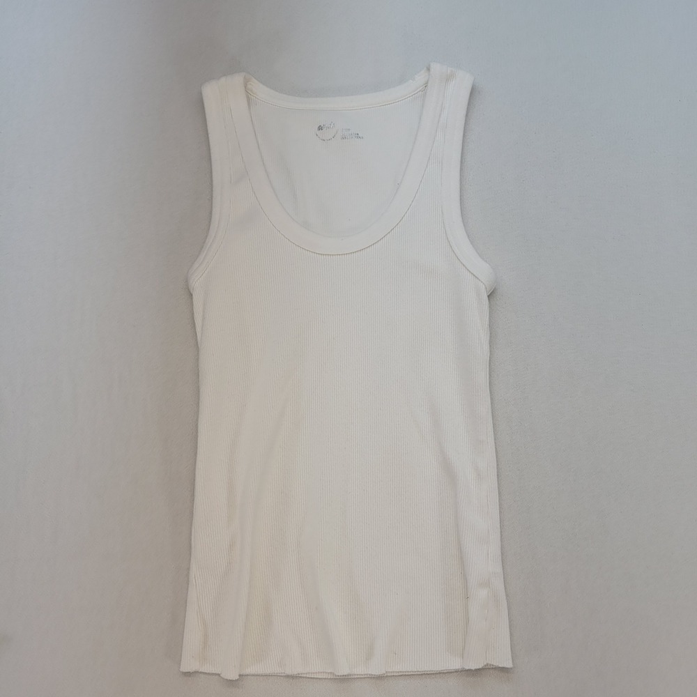 Aerie Tank Top Womens XS White Ribbed Scoop Neck Basic Layering